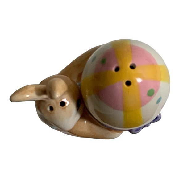 Fitz And Floyd Easter Bunny Rabbit A Good Egg Salt Pepper Shakers Serving Plate - Picture 5 of 9